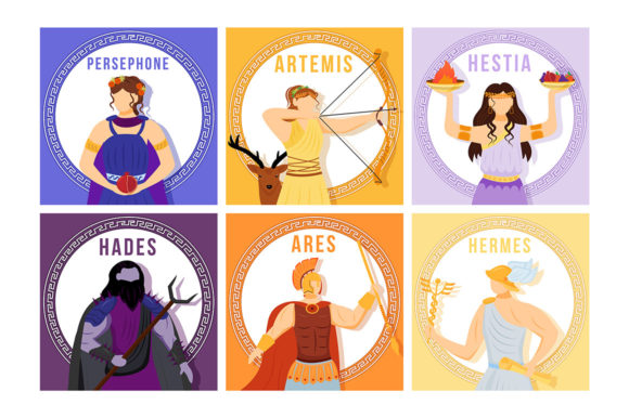 Ancient Greek Gods Social Media Post Set - Graphic Templates for Modern Design