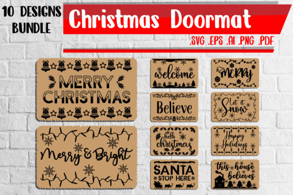 Christmas Doormat Bundle Svg Eps Png Ai for Crafts and Graphics