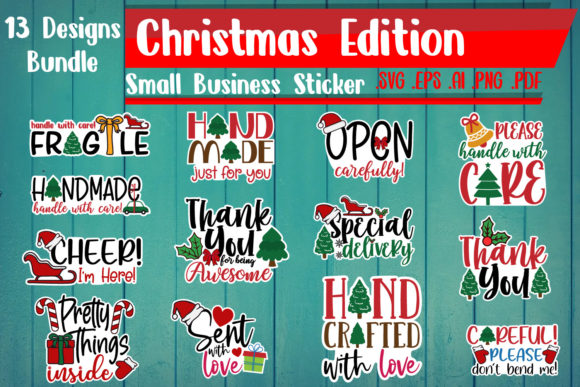 Christmas Small Business Sticker Bundle for Crafts and Graphics