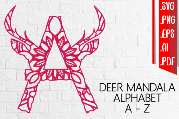 Deer Mandala Alphabet a-Z SVG EPS PNG AI for Crafts and Graphics