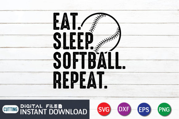 Eat Sleep Softball Repeat Svg for Crafts and Graphics