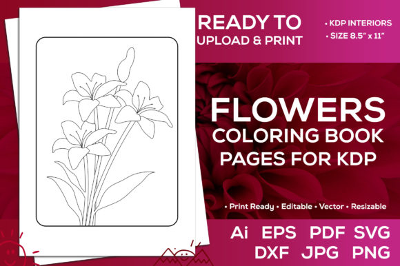 Flowers Coloring Book Pages for Kdp Pdf - Graphics for Coloring Pages Amp