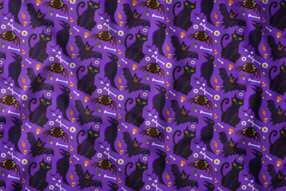 Halloween Spooky Animal Seamless Pattern - Graphics for Seasonal Design