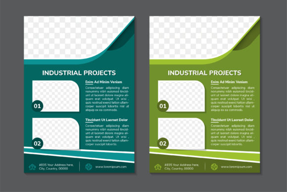 Industrial Projects Vertical Flyer Green Graphics for Print Templates