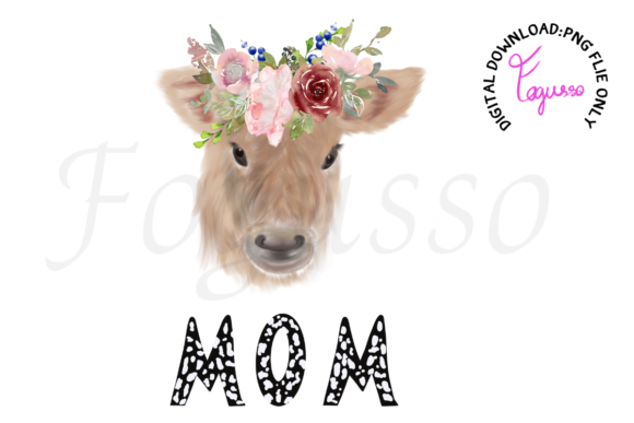 Mom Cow Mom Sublimation Clipart - A Versatile Graphic for Digital Sellers