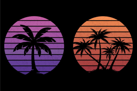 Retro Vintage Sunset Christmas Graphics for Print Templates
