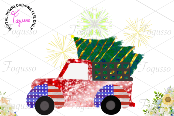 Truck with Christmas Tree Clip Art for Graphics and Illustrations